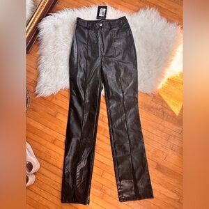 PrettyLittleThing Black Snake Print Faux Leather Pants